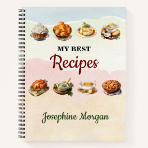 Delicious Food Watercolor Best Recipes Notebook