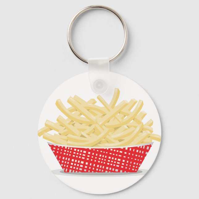 Delicious French Fries Retro Fast Food  Keychain (Front)