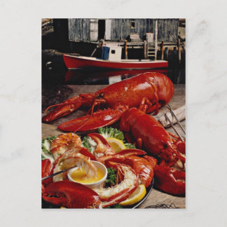 Delicious Fresh Atlantic lobster dinner on the fis Postcard