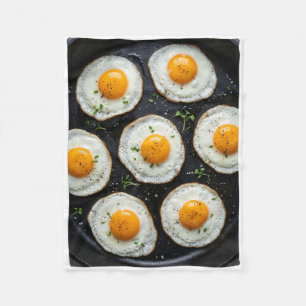 Delicious Fried Eggs On Dark Background Pattern Ar Fleece Blanket