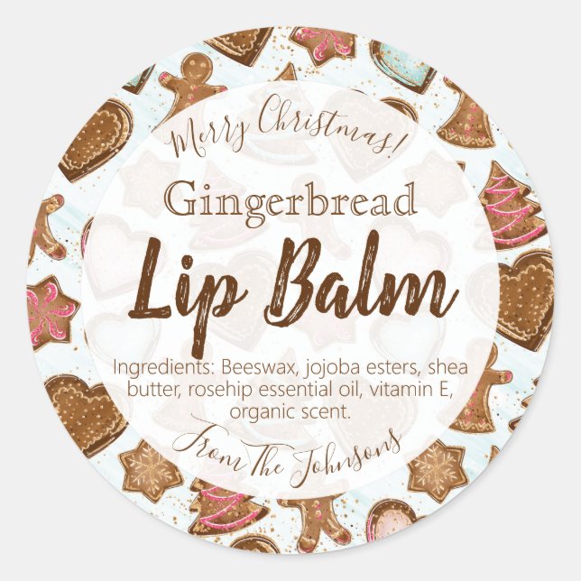 Delicious Gingerbread Scented Lip Balm Labels (Front)