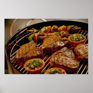Delicious Grilled T-bone steaks Poster