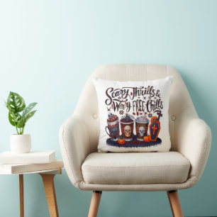 Delicious Halloween Coffee for Spooky Sips! Throw Pillow