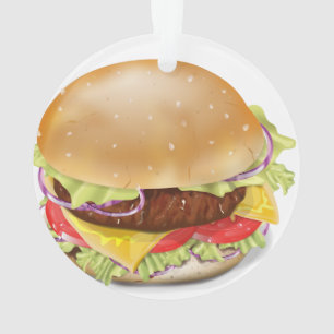 Delicious hamburger or cheeseburger. ornament
