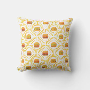 Delicious hamburger with fries throw pillow