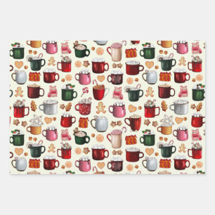 Delicious Hot Cocoa Winter Christmas Drinks and Tr Wrapping Paper Sheet