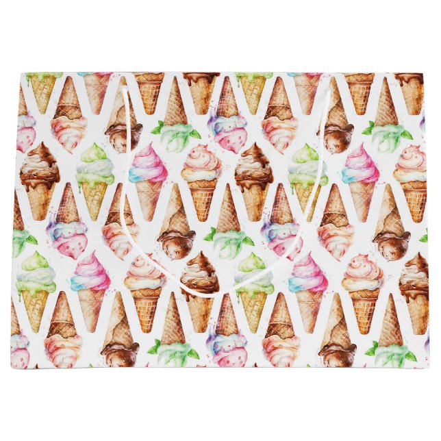 Delicious Ice Cream Cones Large Gift Bag (Front)