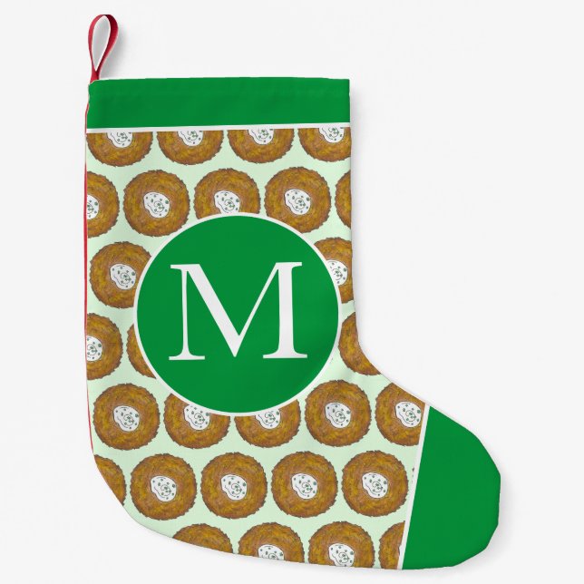 Delicious Latkes Potato Pancakes Hanukkah Cuisine Small Christmas Stocking (Front)