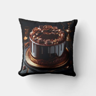 delicious mirror cake chocolate with 3d flowers an throw pillow