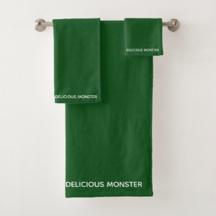 Delicious Monster green colour name Bath Towel Set