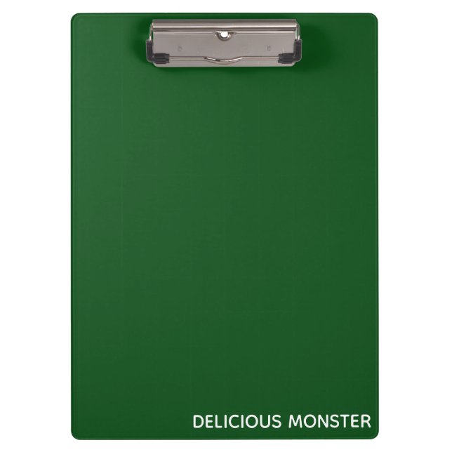 Delicious Monster green colour name Clipboard (Front)