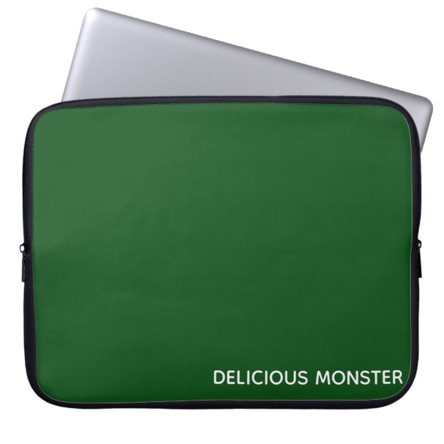 Delicious Monster green colour name Laptop Sleeve (Front)