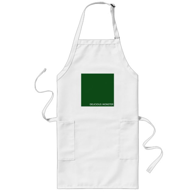 Delicious Monster green colour name Long Apron (Front)