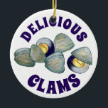Delicious New England RI Steamed Clams Clambake Ceramic Ornament<br><div class="desc">Design features an original illustration of delicious New England clams in shells. Ideal for anyone who loves a summer clambake, or clam digging day at the beach! This clam design is also available on other products. Lots of additional food print fabrics are also available from this shop. Don't see what...</div>