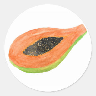 Delicious Painted Papaya Stickers!  Classic Round Sticker