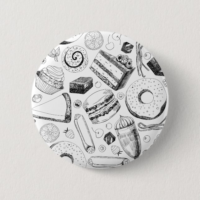Delicious pattern 2 inch round button (Front)