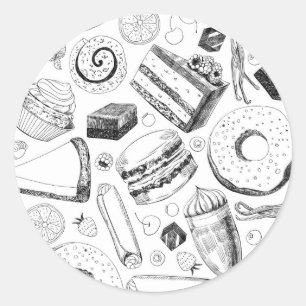 Delicious pattern classic round sticker