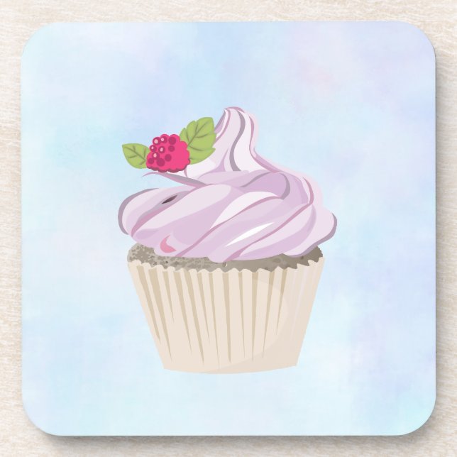 Delicious Pink Cupcake Berry on Top Coaster (Front)