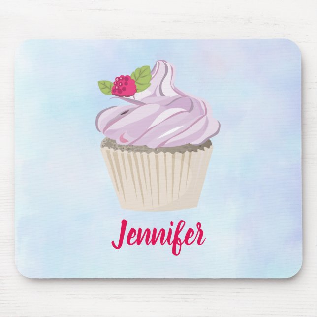 Delicious Pink Cupcake Berry on Top Custom Mouse Pad (Front)
