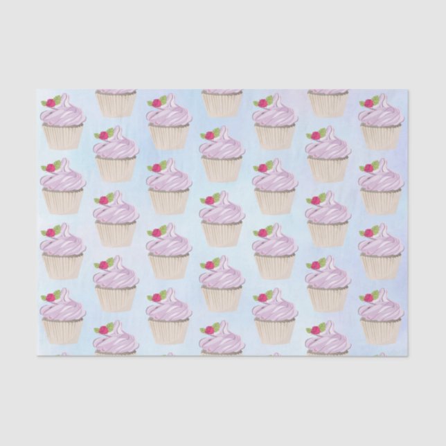 Delicious Pink Cupcake Berry on Top Tissue Paper (Front)