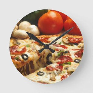 Delicious Pizza Round Clock