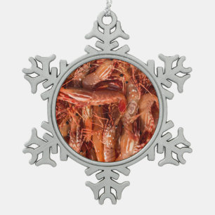 Delicious Prawns Snowflake Pewter Christmas Ornament
