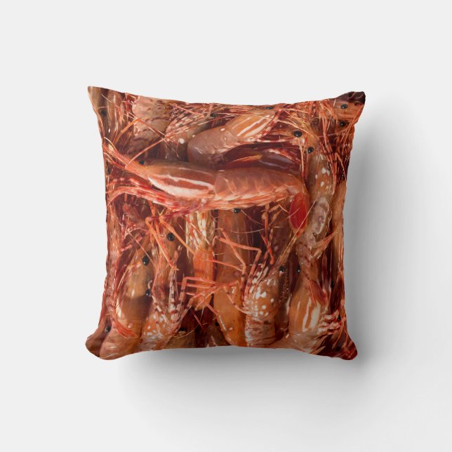 Delicious Prawns Throw Pillow (Front)