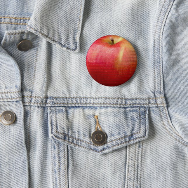 DELICIOUS RED APPLES 2 INCH ROUND BUTTON (In Situ)