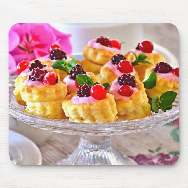 Delicious Red Berries Cake Puff Pastry Dessert Mouse Pad (Front)
