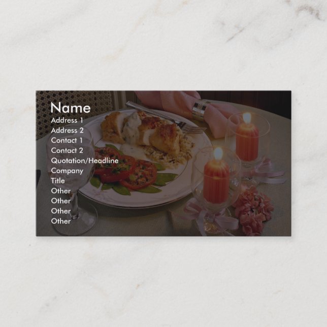 Delicious Romantic candlelight supper Business Card (Front)