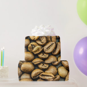 Delicious rustic gold coffee beans wrapping paper