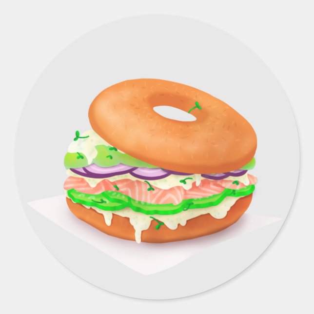 Delicious Salmon Bagel Classic Round Sticker (Front)