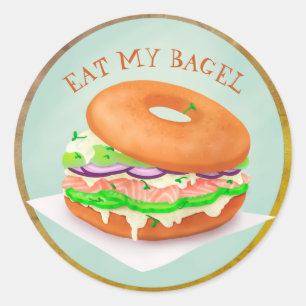 Delicious Salmon Bagel Personalized Classic Round  Sticker