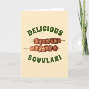 Delicious Souvlaki Meat Pork Skewer Greek Cuisine Card