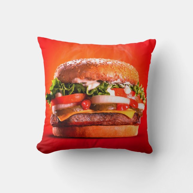 Delicious Steak Cheese Burger Throw Pillow (Front)