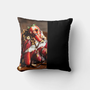 delicious strawberries whipped cream mold chocolat throw pillow