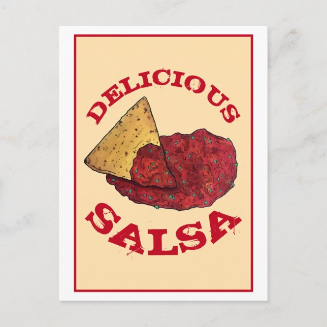 Delicious Tomato Salsa Tortilla Chips Illustration Postcard (Front)
