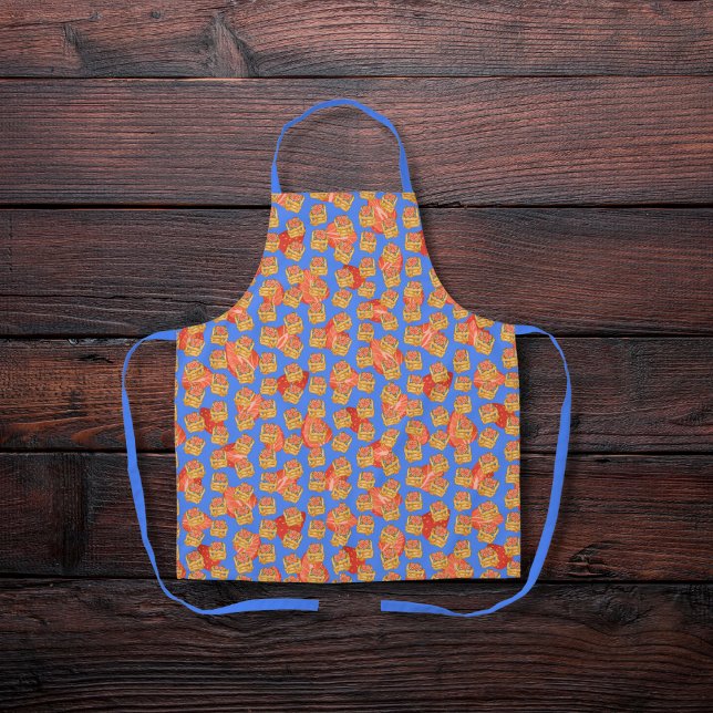 Delicious waffles and fruit blue apron (Creator Uploaded)