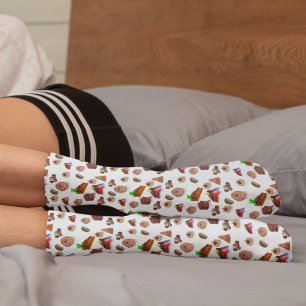 Delicious Watercolor Chocolate Desserts  Socks