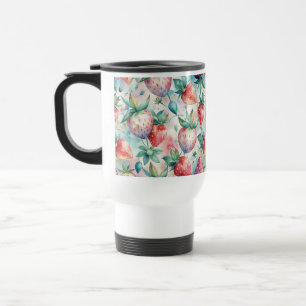 Delicious Watercolor Strawberries Travel Mug