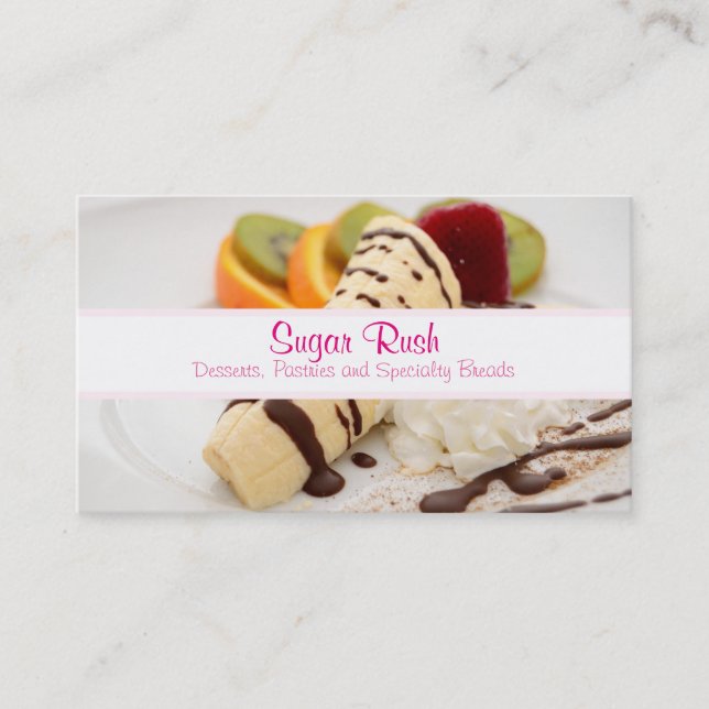 Delicious Whipped Cream and Banana Dessert Business Card (Front)