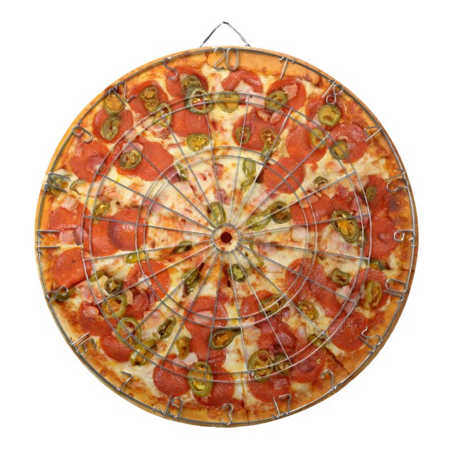 delicious whole pepperoni jalapeno pizza photo dartboard (Front)