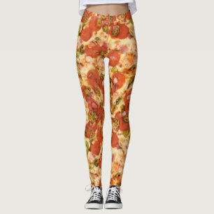 delicious whole pizza pepperoni jalapeno photo leggings