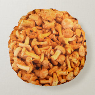 Delicious yellow mushrooms round pillow