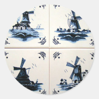 delight blue classic round sticker