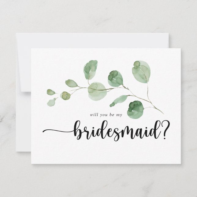 Delight Eucalyptus Bridesmaid Proposal Note Card (Front)
