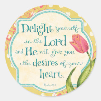 Delight in the Lord Bible Verse Round Stickers