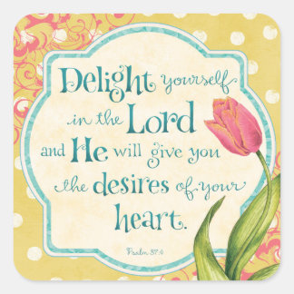 Delight in the Lord Bible Verse Square Stickers