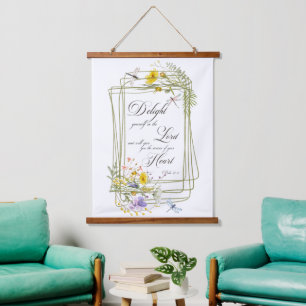 Delight yourself in the Lord wildflower frame  Hanging Tapestry
