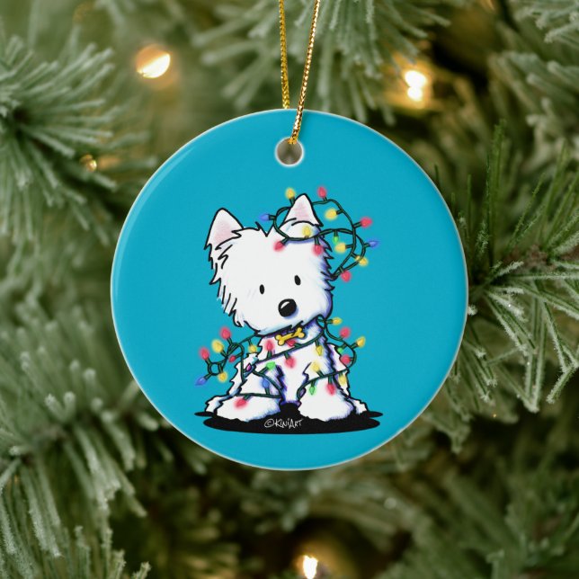 Delighted Westie Christmas KiniArt  Ceramic Ornament (Tree)
